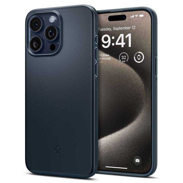 Hülle Spigen Thin Fit iPhone 15 Pro Max Metall Schiefer Case