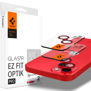 Osłona Aparatu Spigen Optik.tr ”ez Fit” Camera Protector 2-pack iPhone 15 / 15 Plus / 14 / 14 Plus Red