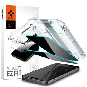 Tempered Glass Spigen Glas.tr "ez Fit" 2er-Pack iPhone 15 Pro Datenschutz