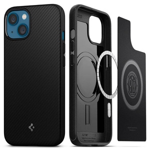 Coque iPhone 13 Spigen Mag Armor MagSafe MATTE Noir Case + Verre trempé Spigen Glas.Tr Slim